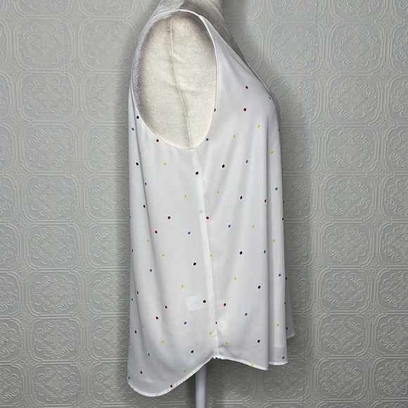 Loft | White V-Neck Tank Top with Multi Color Polka Dots - Picture 2 of 8